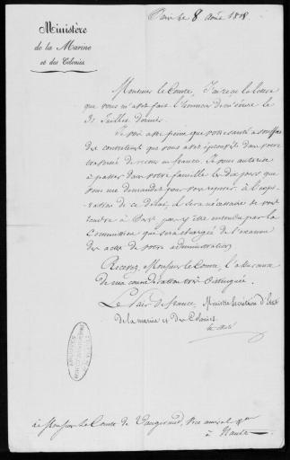 Correspondance relative à l'organisation et au fonctionnement de la commission chargée d'examiner les actes de son administration, août 1818-février 1819. - 6 lettres.